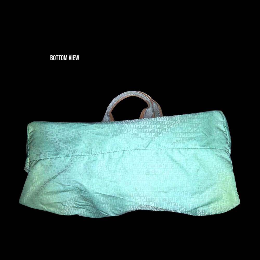 Fendi Monogram Blue Green Logo Nylon Beach Bag - Picture 7 of 15